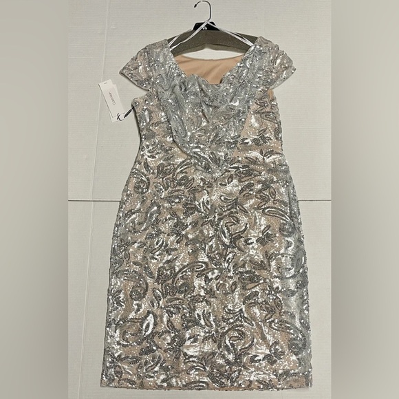 Calvin Klein Silver Sequin Sheath Dress New With Tags! - Picture 4 of 16